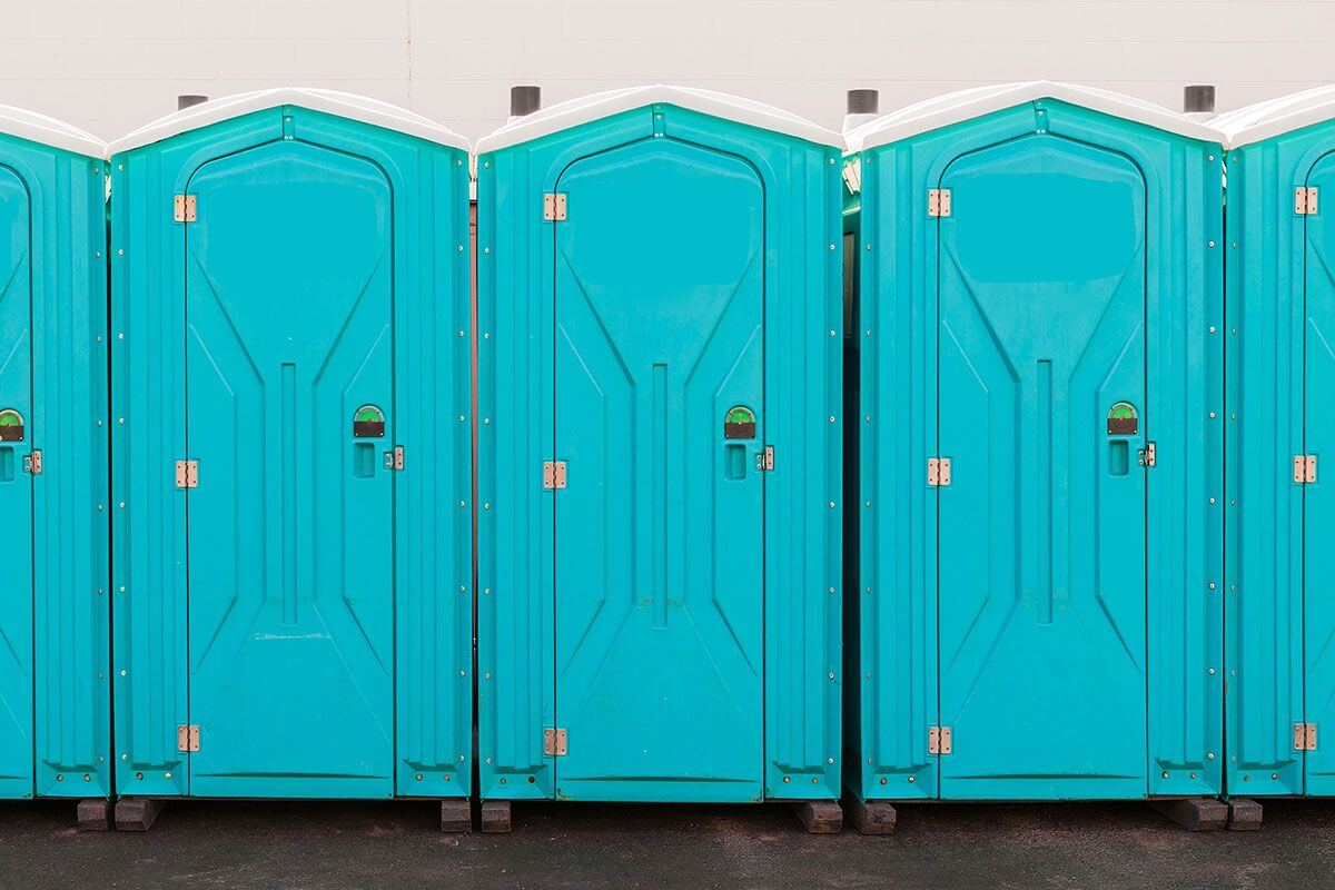Industrial portable restroom units at a plant in Dalton, Georgia