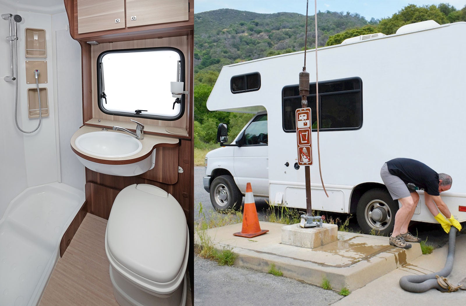 Portable RV/camper toilet and holding tank setup in Dalton, Georgia