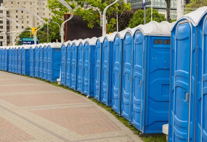 Seasonal porta potty units set up at a Dalton, Georgia venue